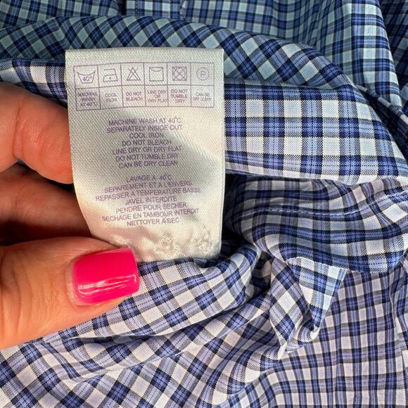 Jeremy Argyle NYC Men's sz Large Blue Plaid Button Down Shrt Long Sleeve Cotton - Picture 6 of 11